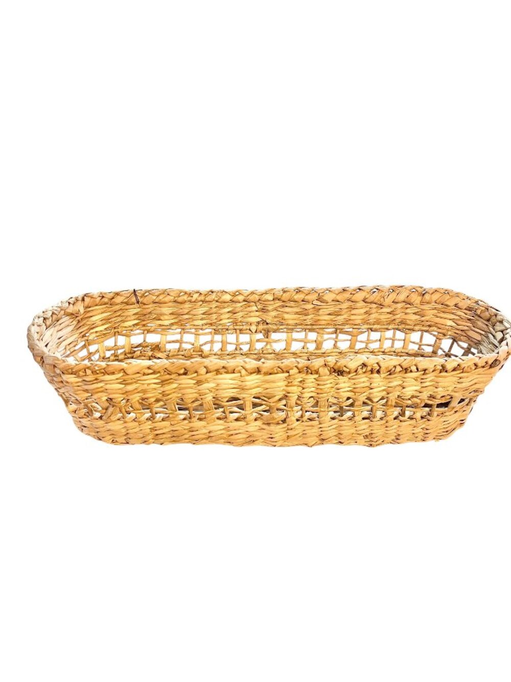 Hearth and Hand Woven Serve Basket Rustic Natural Straw Decorative Storage 16x5